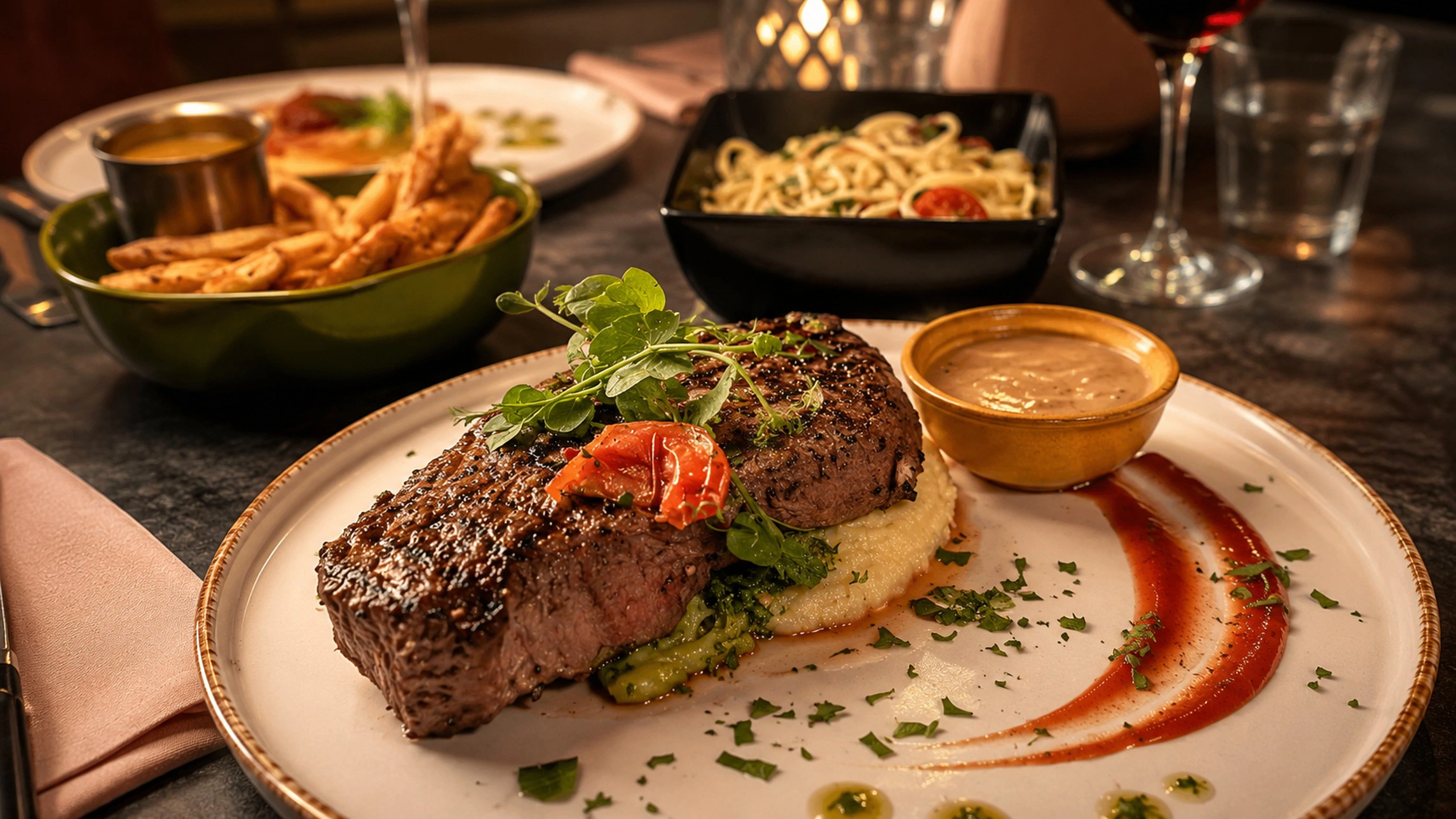 Gegrilde steak geserveerd bij La Griglia