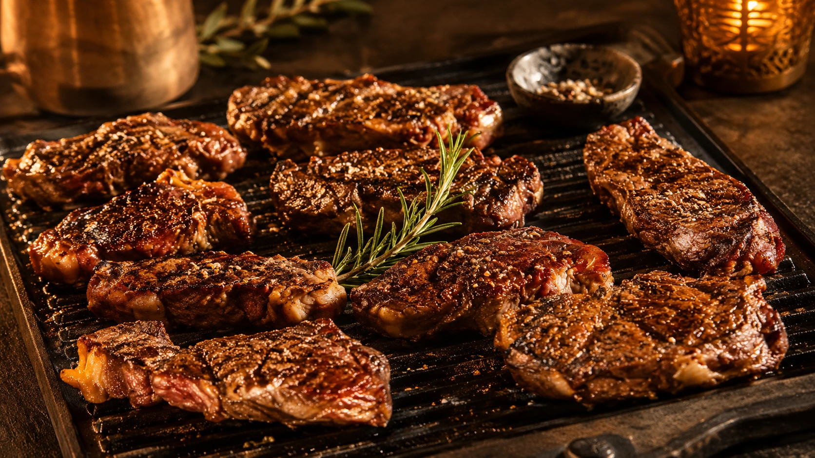 Gegrilde steaks op houtskool